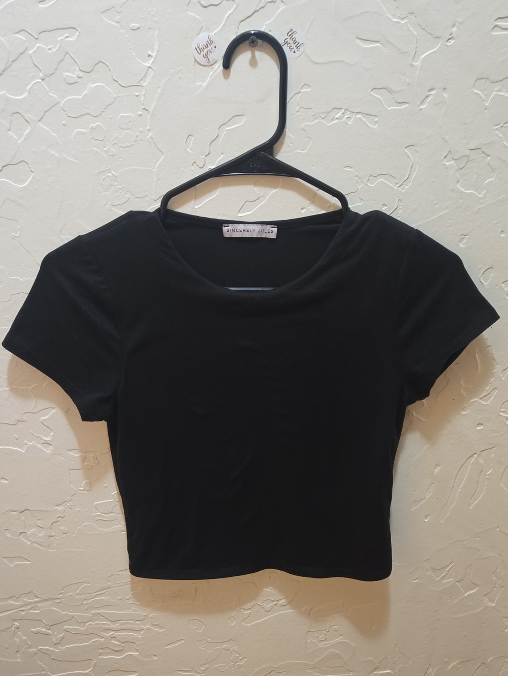 Sincerly Jules Black Short Sleeve Crop Tee